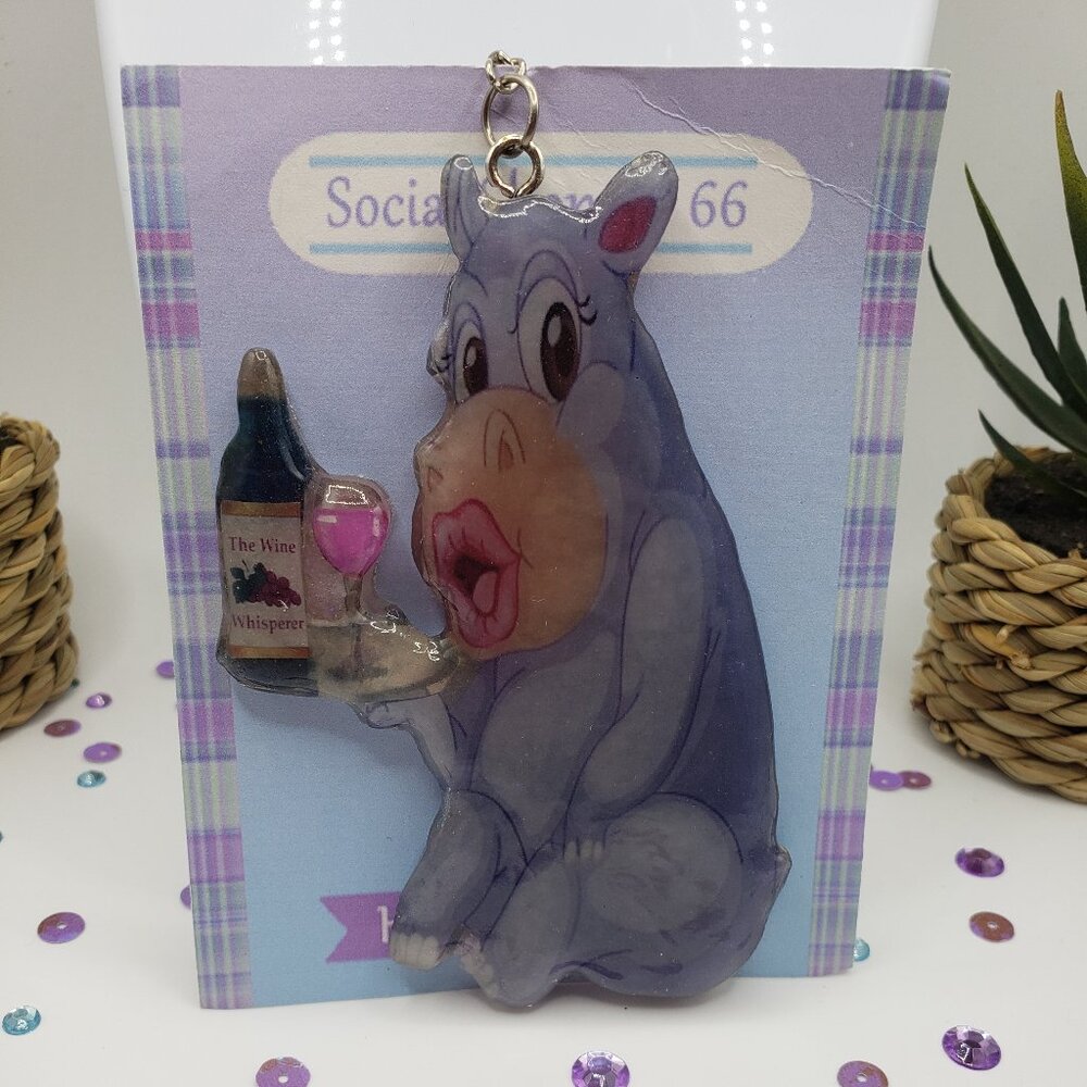 Hand Made Large Hippo Key Chain